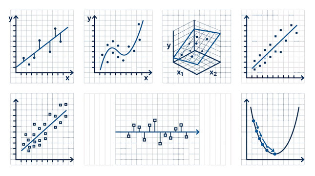 Data visualization scatter plot graph analysis correlation and regression concept