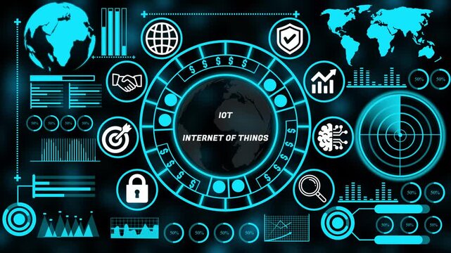 Strategic ITO internet of things concept with interconnected business technology internet icons supporting enterprise decision making and growth. 4k animation video 