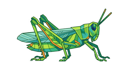 Fototapeta premium Minimalist Geometric Grasshopper Illustration Isolated on a Clean White Background
