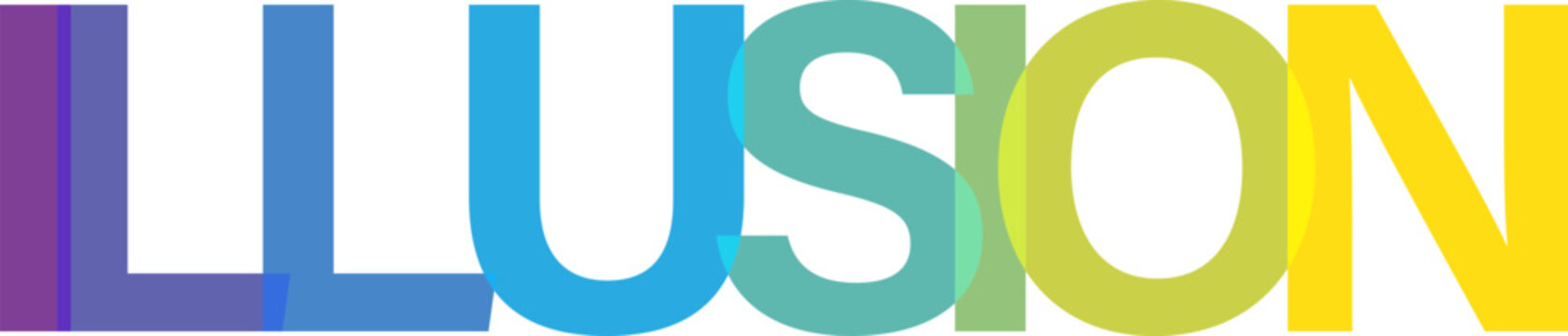 Artistic typography showing the word llusion with colorful overlapping letters for a creative and modern effect