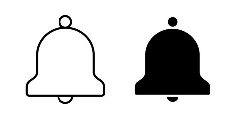 Fototapeta premium Bell icon in outline and solid style, isolated on white background. Ideal for notification, alert, reminder, and messaging related features in mobile and web design.