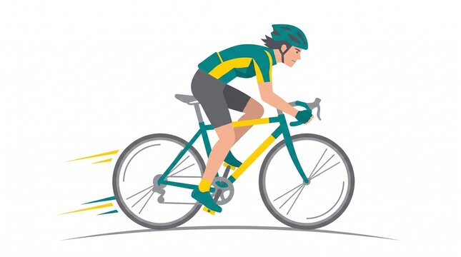 Racing Cyclist Vector Illustration with Motion Lines on White Background