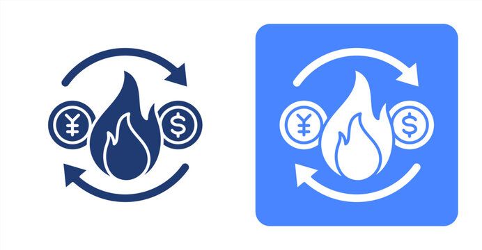 Currency Devaluation icon, with contrast background.