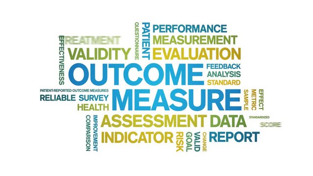 Outcome Measure animated word cloud-text design animation tag kinetic typography seamless loop.