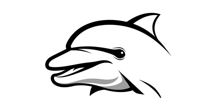 Black and white dolphin head icon for nautical brand design.