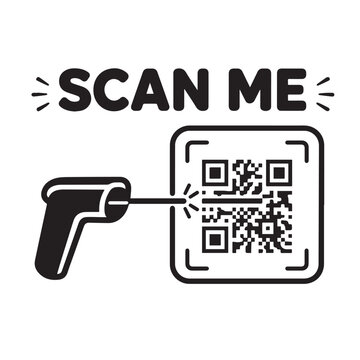 QR Code Scan Me Icon with Laser Barcode Scanner