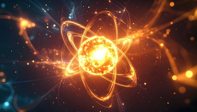 Vibrant Atom Illustration - A Conceptual Depiction of Energy and Science.