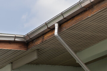 Fototapeta premium House gutter and downpipe in close-up view