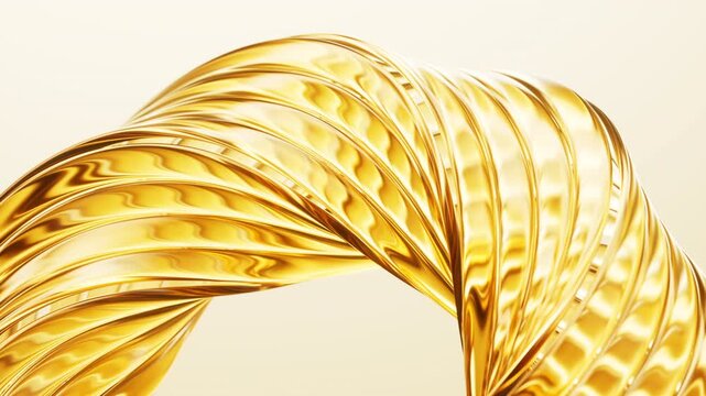 Flowing transparent golden curve lines background, 3d rendering.