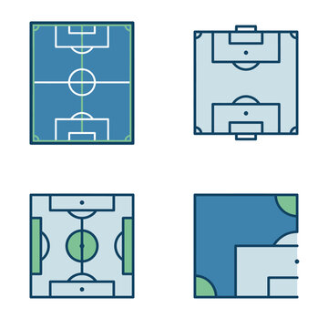 Flat design soccer field icons set.
