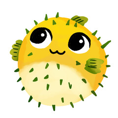 cute ocean animal pufferfish cartoon © Fia