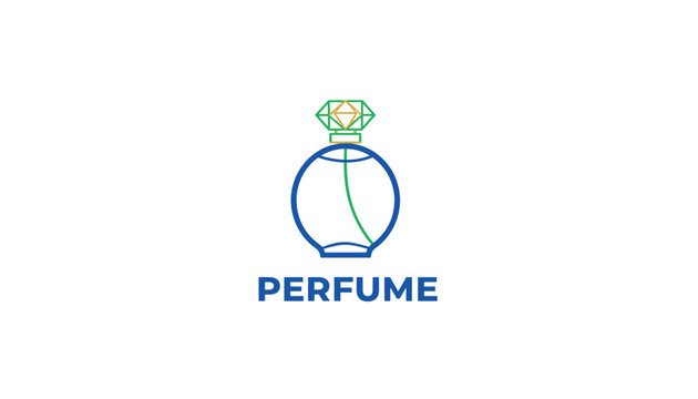 Elegant minimalist perfume bottle logo design with clean line art and simple geometric shapes on a white background.