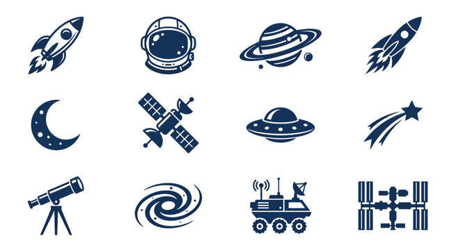 Space exploration vector icon set