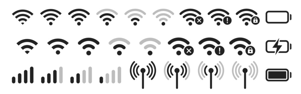 シンプルな無線通信マーク・WiFiのアイコンイラスト（４）