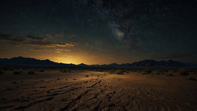 Dark sky with few stars in the sky, digital art illustration - Generative AI