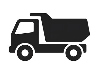 Fototapeta premium Black Minimalist Dump Truck Silhouette Icon for Construction and Heavy Industrial Transportation Web Design Graphics