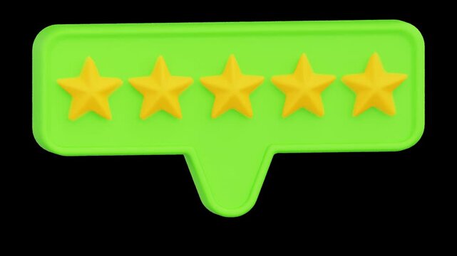5 Star Rating Speech Bubble 3D Animation | Alpha Channel