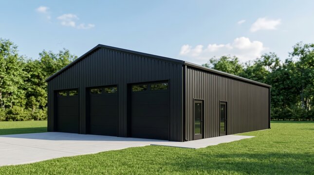 Custom garage solutions with modern steel building designs for sale.