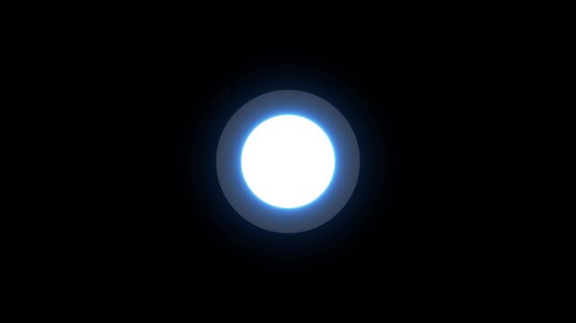 Bright Glowing White Orb Sphere Button Animated on Dark Background