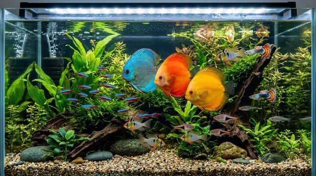Colorful freshwater aquarium