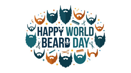 Naklejka premium Happy World Beard Day Celebration Design with Icons