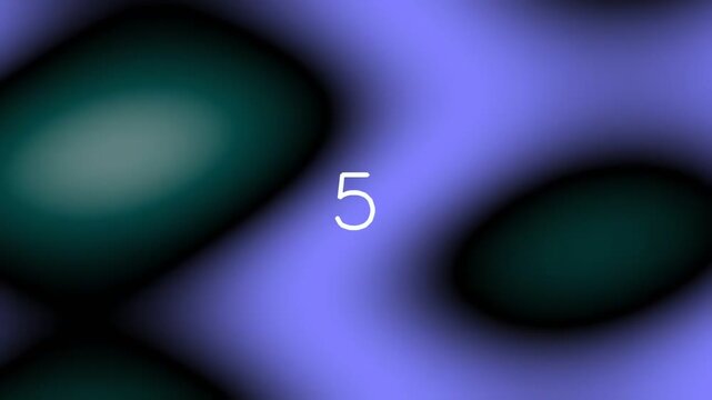 Abstract animated countdown from ten to one with soft flowing shapes, blurred gradients, and glowing purple, green, black, and white colors.