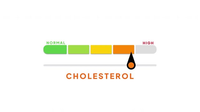 Cholesterol Level Gauge Meter Animation Showing Low to High Blood Cholesterol Indicator for Heart Health and Medical Concepts