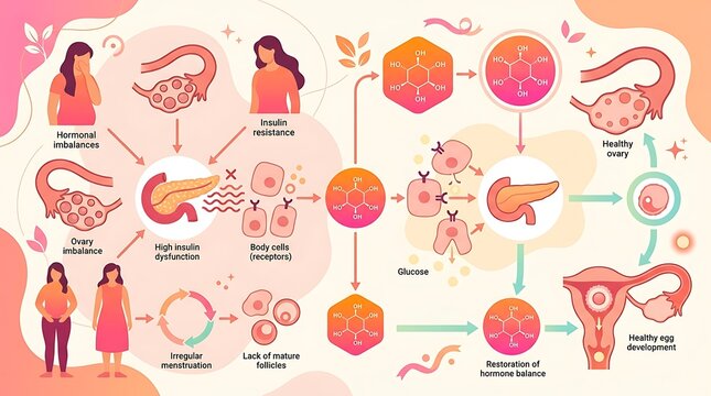 Infographic about pcos insulin resistance and female reproductive health