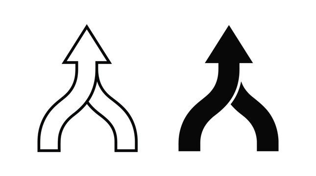 Merge arrow icon set showing integration directional growth and business unity