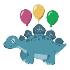 Stegosaurus Dinosaur with Balloons © Gladys