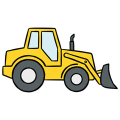 Fototapeta premium wheel loader heavy machinery construction property building vehicle flat color vector illustration template design
