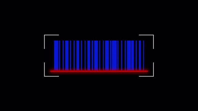 barcode scan with red laser animation on transparent background.