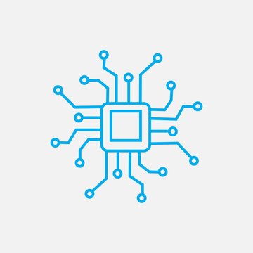 Modern processor chip circuit board icon isolated on white background