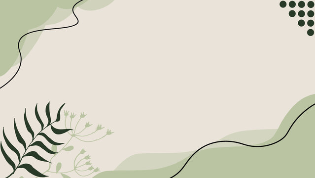 Minimal Green Botanical Background with Elegant Organic Leaf Border