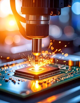 Precision Laser Engraving on Microchip for Advanced Electronics Manufacturing.