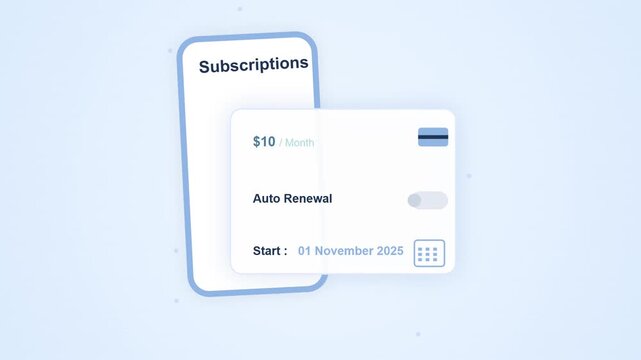 Mobile subscription and auto renewal user interface animation