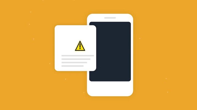 Smartphone receiving alert notification on orange background
