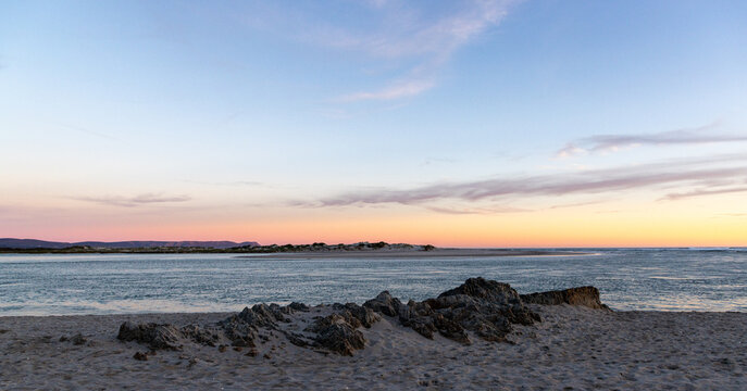 Grotto Lagoon  and Beach at sunset and dusk, Hermanus, South Africa