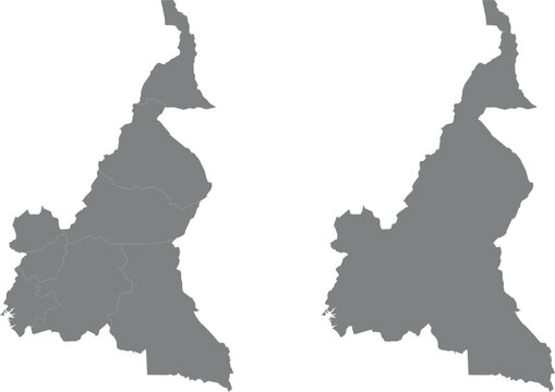 Grey silhouette map of cameroon country isolated on a white background illustration