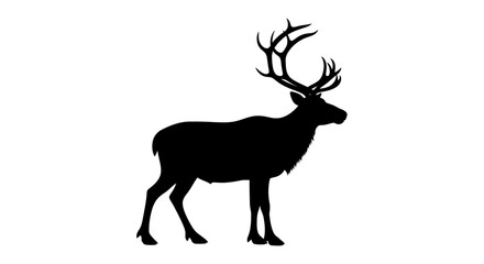 Fototapeta premium Reindeer silhouette stands in a profile view representing wildlife and seasonal winter themes.