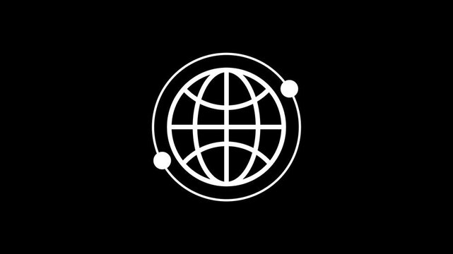 Animated globe model line icon. Earth satellite. Map of world