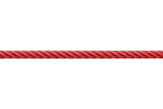 Thick red braided cord with glossy fibers
