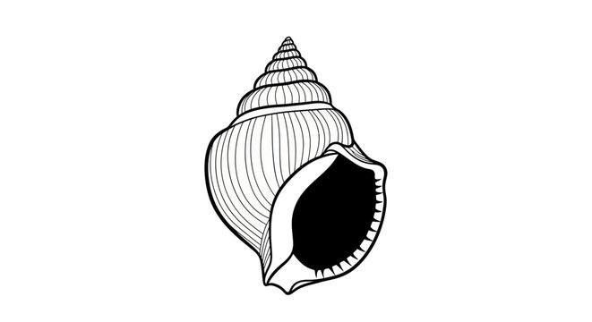 Spiral Seashell Outline Vector Illustration