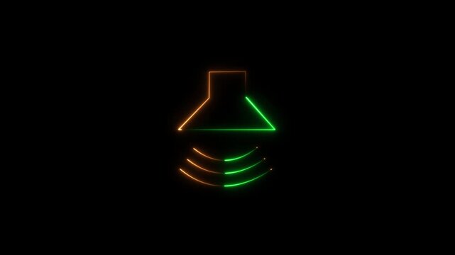 Animated Neon Glowing Funnel Icon Loop Motion Graphics Displaying Data Sorting and Filter Concept Isolated on Black Background