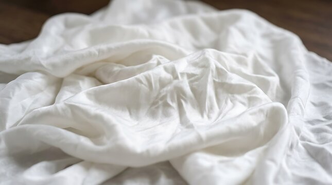 White fabric texture with soft folds and shadows on a dark surface