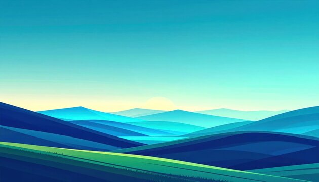 Abstract mountain range with layered blue hills