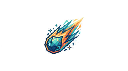 Colorful Meteorite with Fiery Trail and Sparkles. © kur