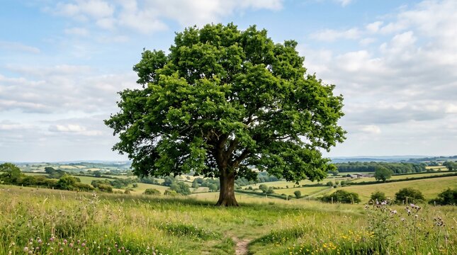 Lush oak tree