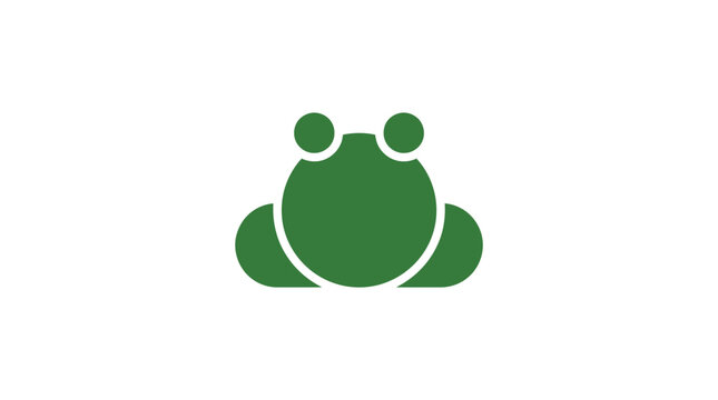 A minimalist green graphic illustration of a simple frog shape