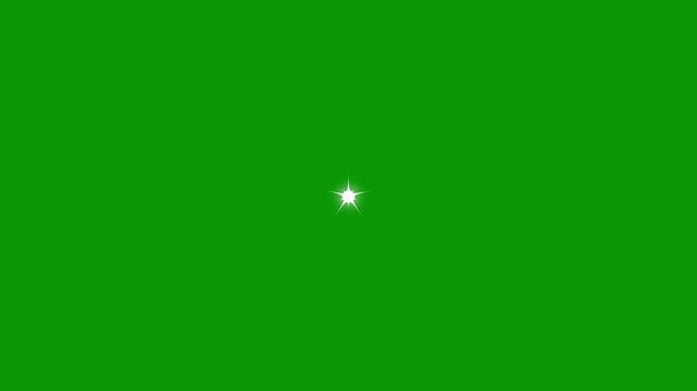 Sparkling glowing stars animation on transparent green screen, white cartoon vector doodles with blinking twinkle shine effect, festive overlay, seamless 4k